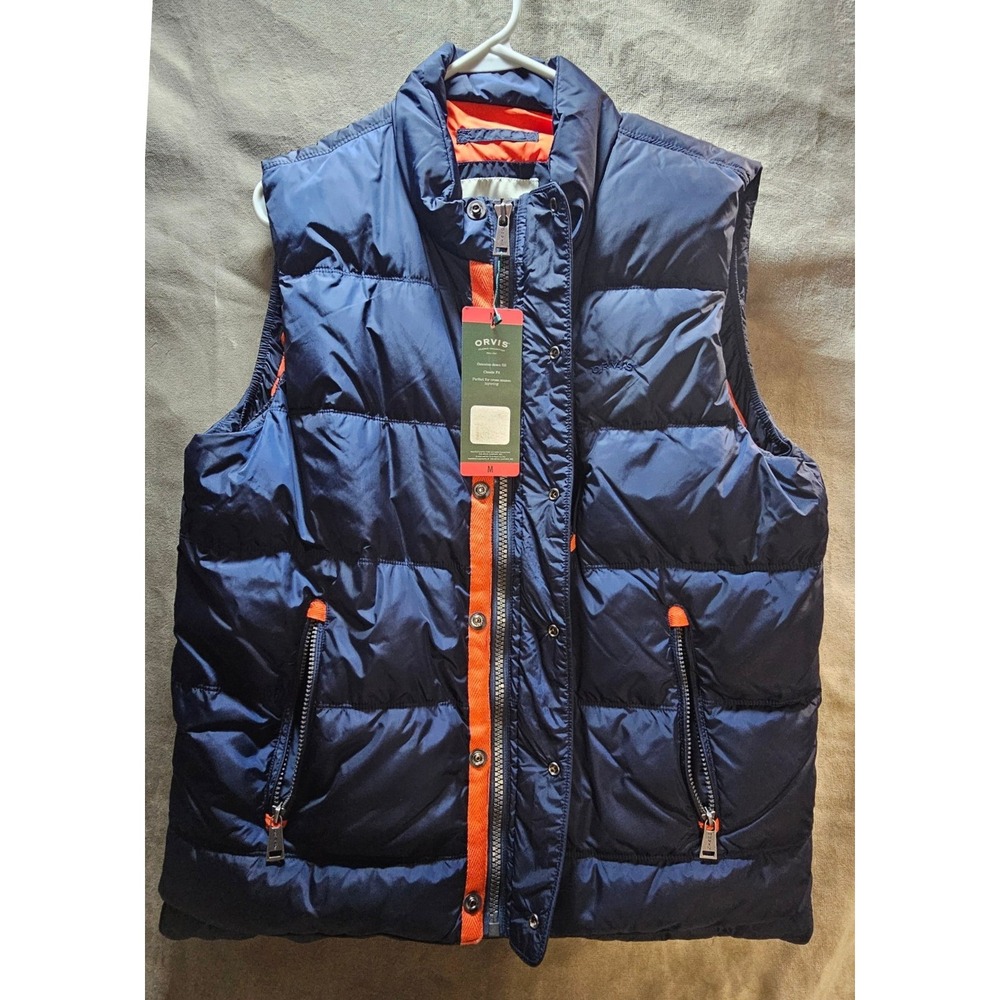 Orvis Men's Quilted Down Puffer Vest Full-Zip – Navy Blue – Size M NWT 214016 - Picture 3 of 15